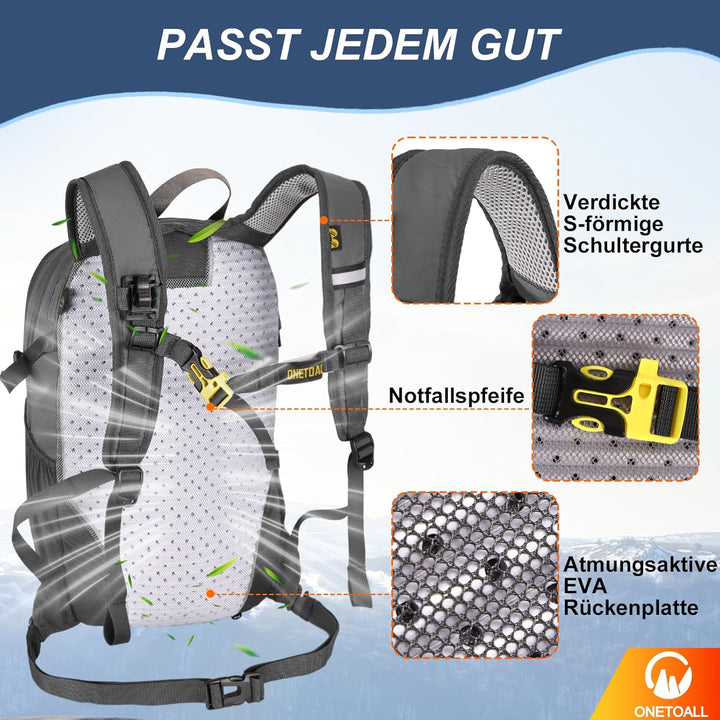 Wanderrucksack Damen, Diebstahlsicherer Tagesrucksack Damen, Wasserdichter Fahrrad Rucksack mit Rück