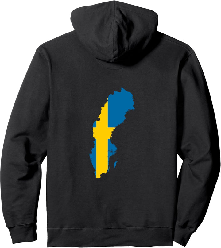 Schweden Umriss auf Flagge Pullover Hoodie