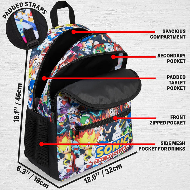 Get Trend Sonic The Hedgehog Rucksack Jungen, 46 x 32 x 16 cm, Verstellbarer Reisetasche für Schule