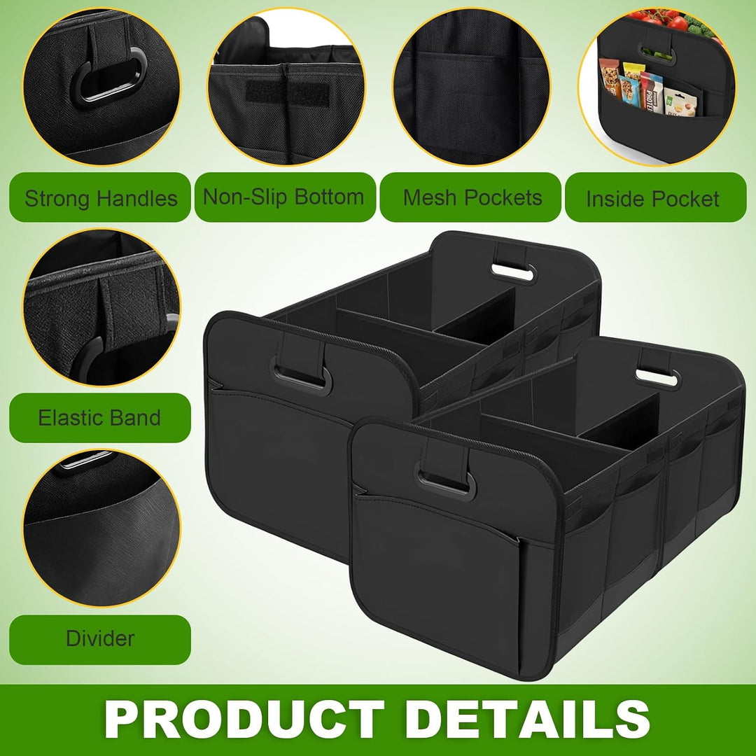 DAJAVE 2 Stück Kofferraum Organizer 58 x 37 x 35 cm | Ordnung im Kofferraum; faltbar; Oxford-Gewebe;