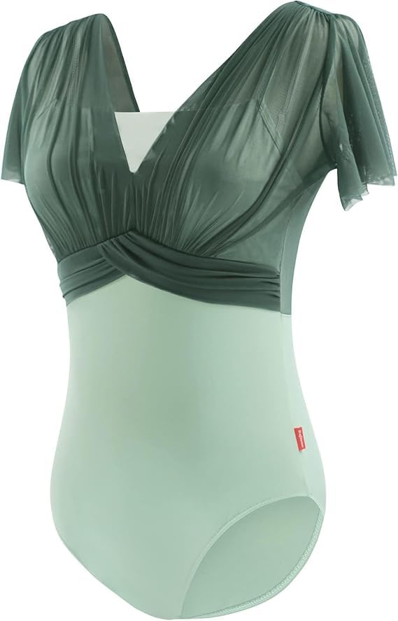 Daydance Green Dance Gymnastikanzug für Damen, Teenager, Mädchen, Lyrical Ballettbody mit verstellba