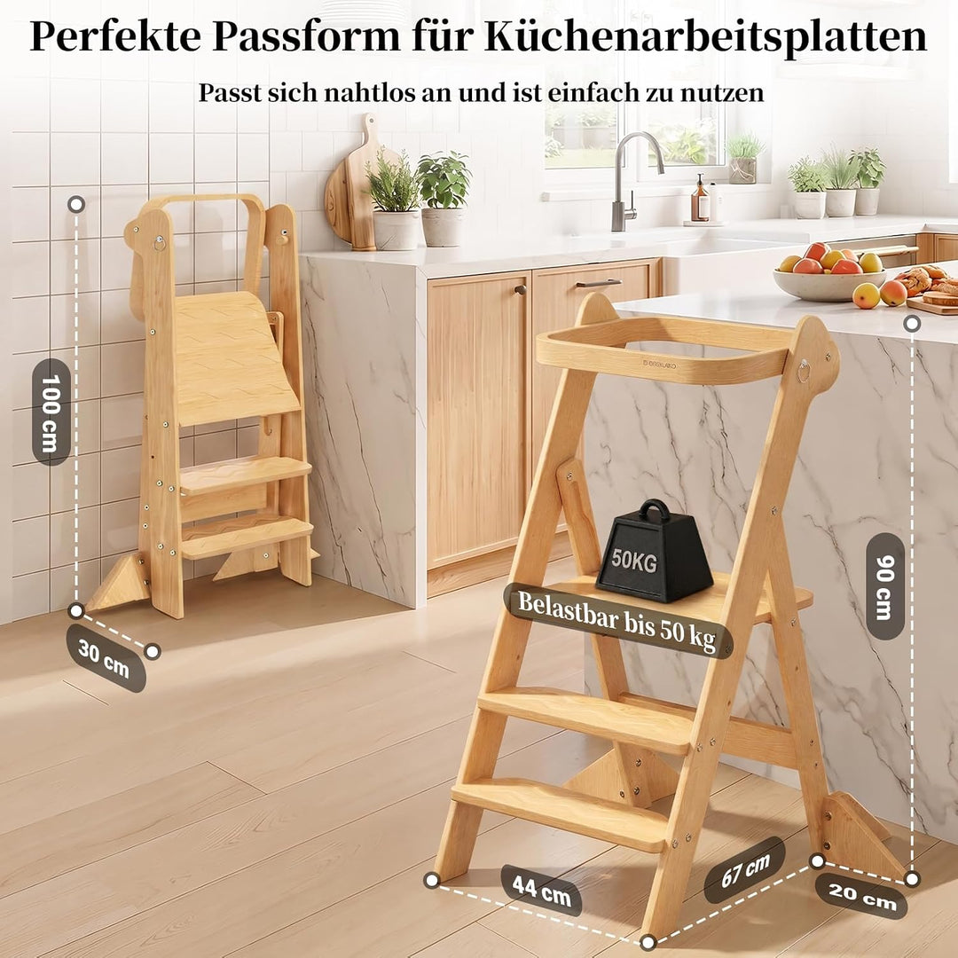 COSYLAND Lernturm ab 1 Jahr klappbar – iF Design Award Gewinner, höhenverstellbarer Lernturm mit Sic