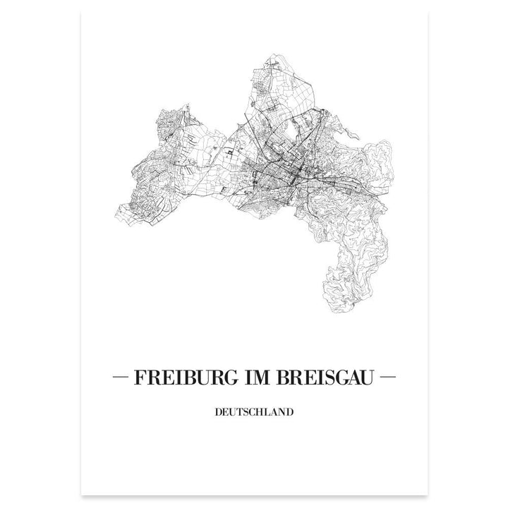 JUNIWORDS Stadtposter, Freiburg im Breisgau, Wähle eine Grösse, 40 x 60 cm, Poster, Schrift A, Weiss