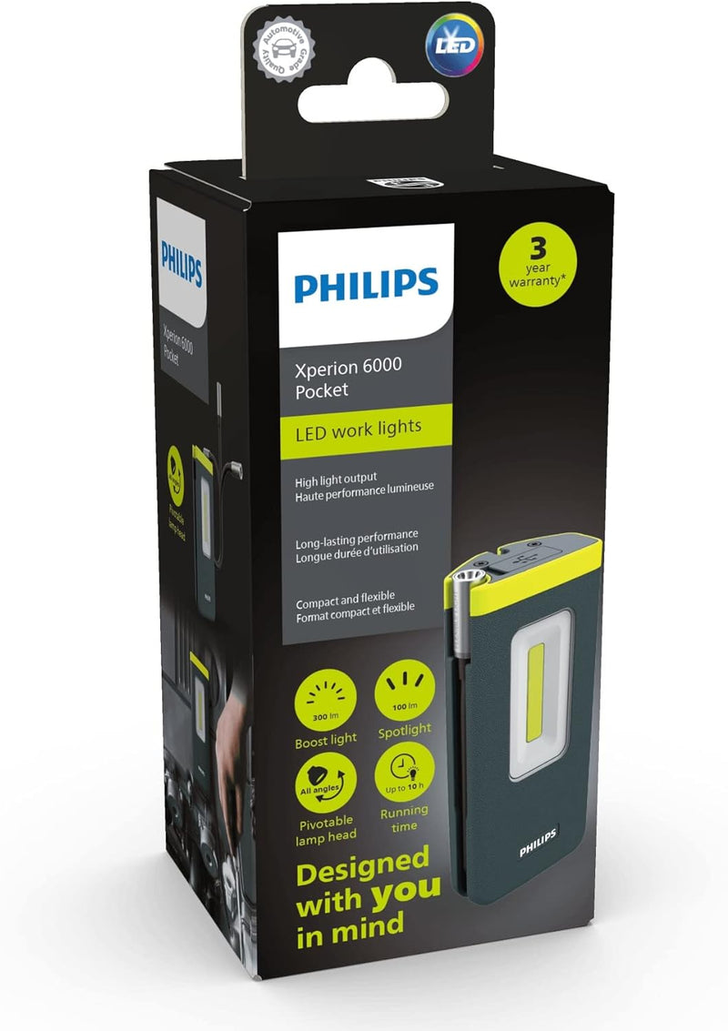 Philips Xperion 6000 Pocket LED-Arbeitsleuchte, kompakte wiederaufladbare Werkstattlampe, Taschenlam