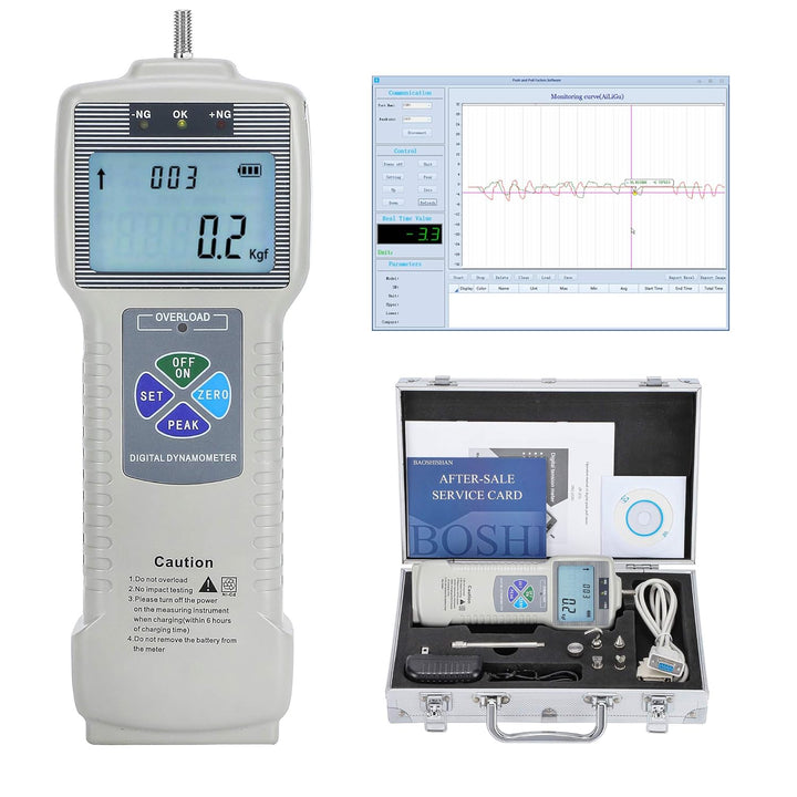 BAOSHISHAN Digitaler Kraftmesser Push-Pull-Messgerät-Tester mit USB-RS232-Schnittstelle LCD-Kraftmes