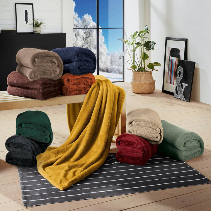 Erwin Müller Teddy-Fleece-Wohndecke Salerno, Fleece-Decke, Kuscheldecke Taupe Grösse 200x220 cm - fl
