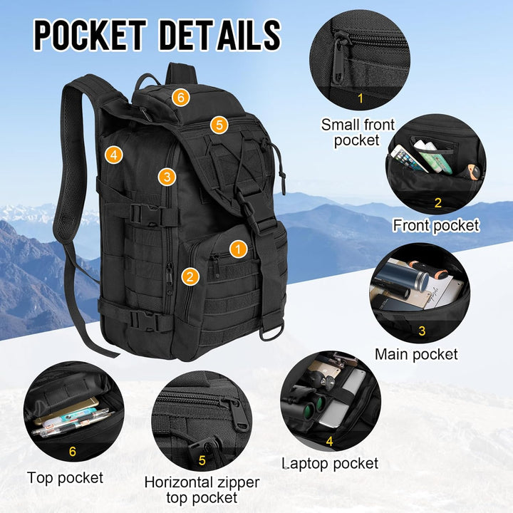 SHANNA Militärrucksack 35L/50L Armee Rucksack Molle, Hohe Kapazität Trekkingrucksack Wanderrucksäcke
