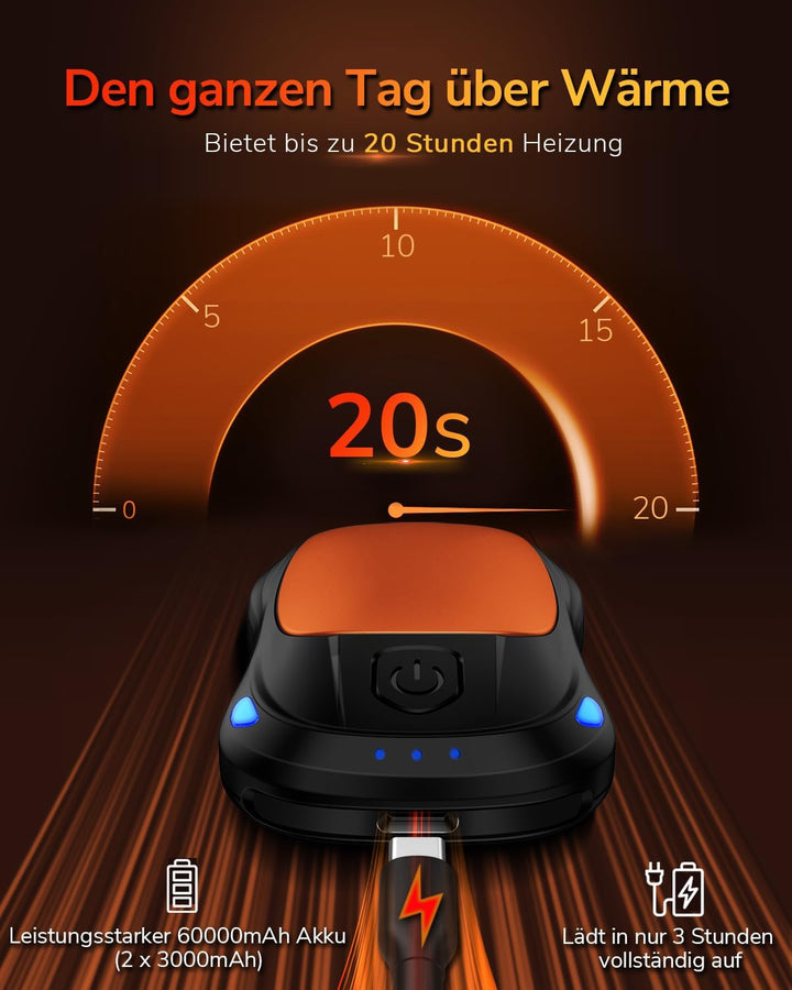 Handwärmer Taschenwärmer, Wiederaufladbar Elektrischer Handwärmer mit 20 Stunden Langanhaltender Wär