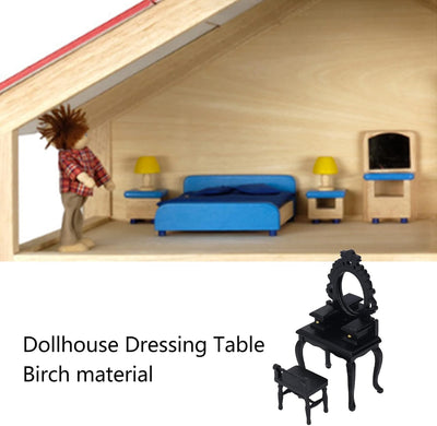 1:12 Puppenhaus Schminktisch Hocker Miniatur Schlafzimmer Möbel Modell Dekoration Basteln Puppenhaus