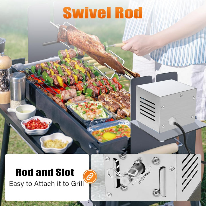 25w Edelstahl Röster, 60kg Elektrogrill Elektromotor 220v Roaster Grill Zubehör BBQ Rotisserie Motor