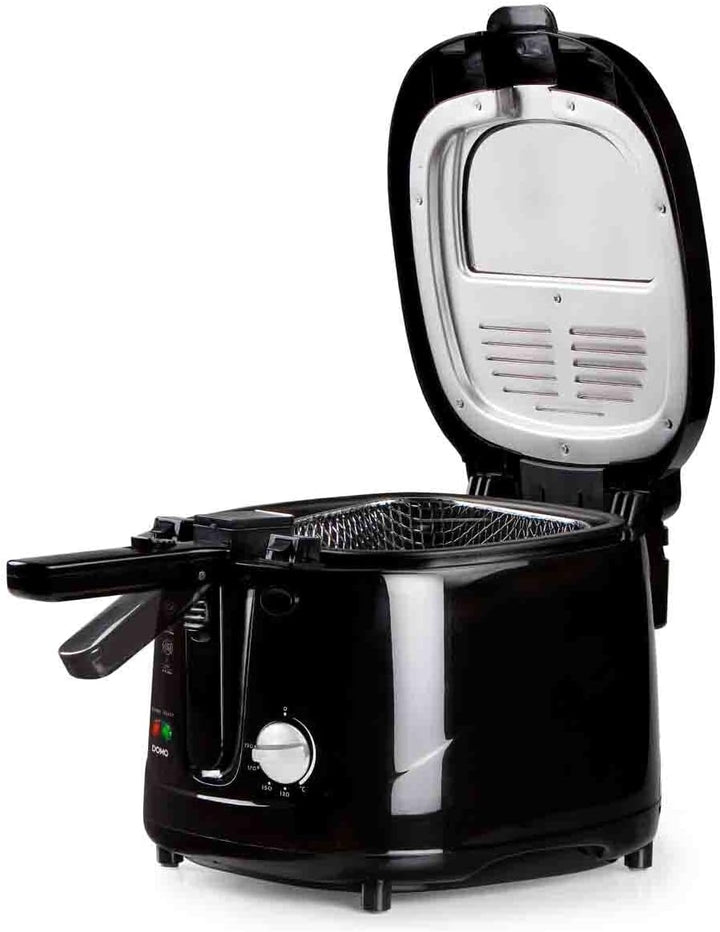 Öl Fritteuse in Schwarz, Handgriff mit Hebesystem, 2,5 Liter 1800 Watt