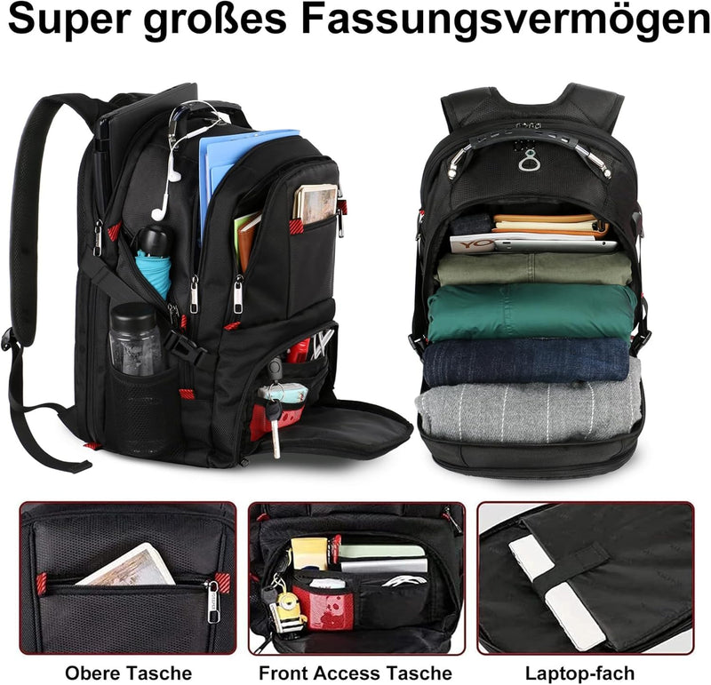 MATEIN Gross Laptop Rucksack Herren, 17 Zoll Arbeit Wasserdicht Backpack, Laptoptasche Reisen mit US