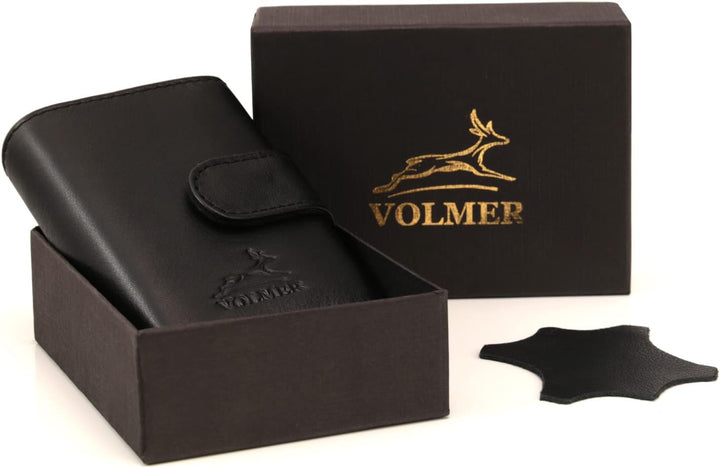 Fa.Volmer ® POP-UP Kartenetui ohne Münzfach aus Echtleder für Herren & Damen | max. 11 Karten | RFID