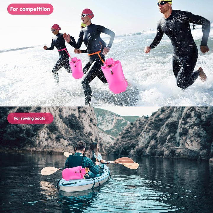 Schwimmboje,20L Trockensack Boje Schwimmen Aufblasbare mit Wasserdichter Handytasche,Swimming Buoy f