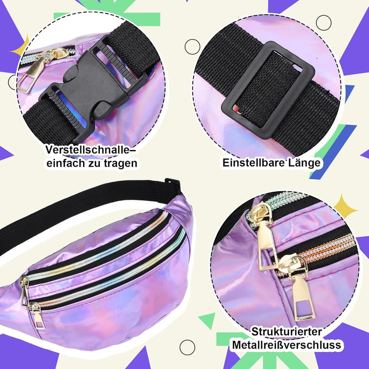 80er Jahre Outfit Damen, 90er Jahre Kostüm Kleidung Accessoires mit Bauchtasche, Stirnband, Beinwärm