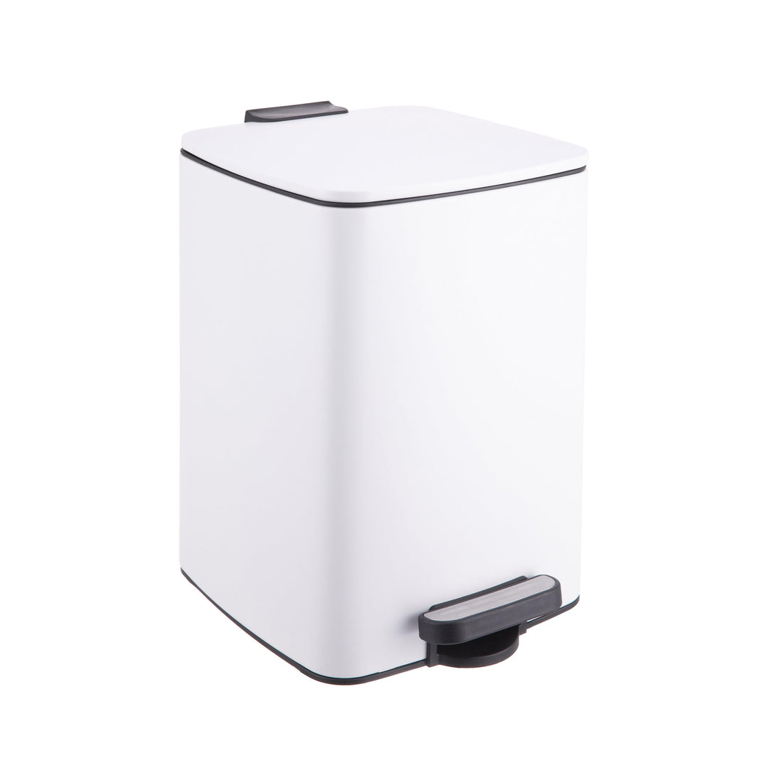 Relaxdays Mülleimer Küche, 12 Liter, Absenkautomatik, entnehmbarer Inneneimer, Mattes Metall, eckige