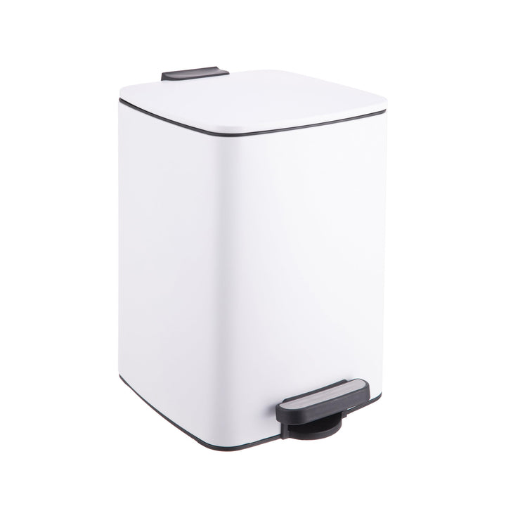 Relaxdays Mülleimer Küche, 12 Liter, Absenkautomatik, entnehmbarer Inneneimer, Mattes Metall, eckige