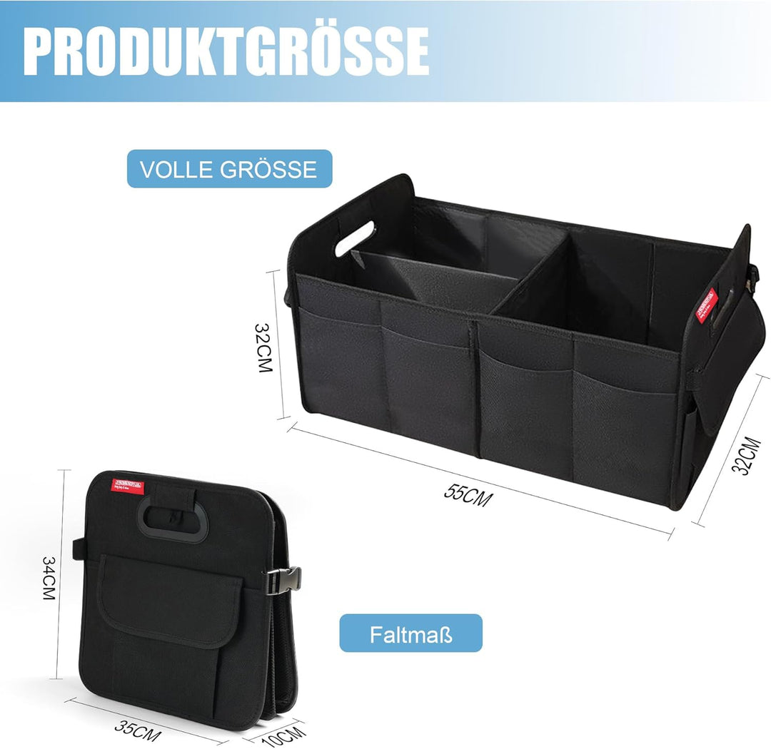 Auto Kofferraum Organizer Faltbare 55L Kofferraumtasche mit Abnehmbare Fächer & Stabiler Boden, Gros