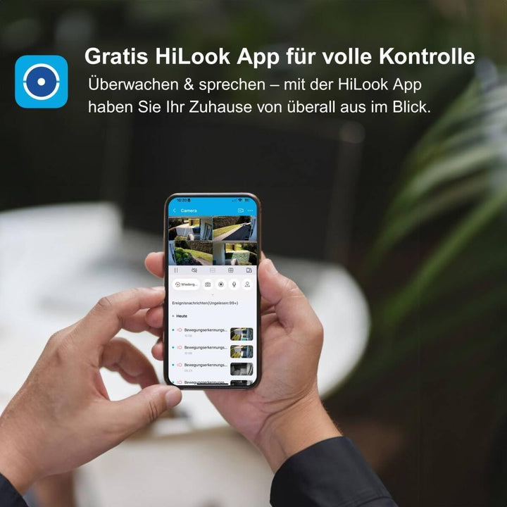 HiLook by HIKVISION Überwachungskamera aussen 4MP Smart Hybrid Light, LAN/PoE kabelgebunden, Outdoor