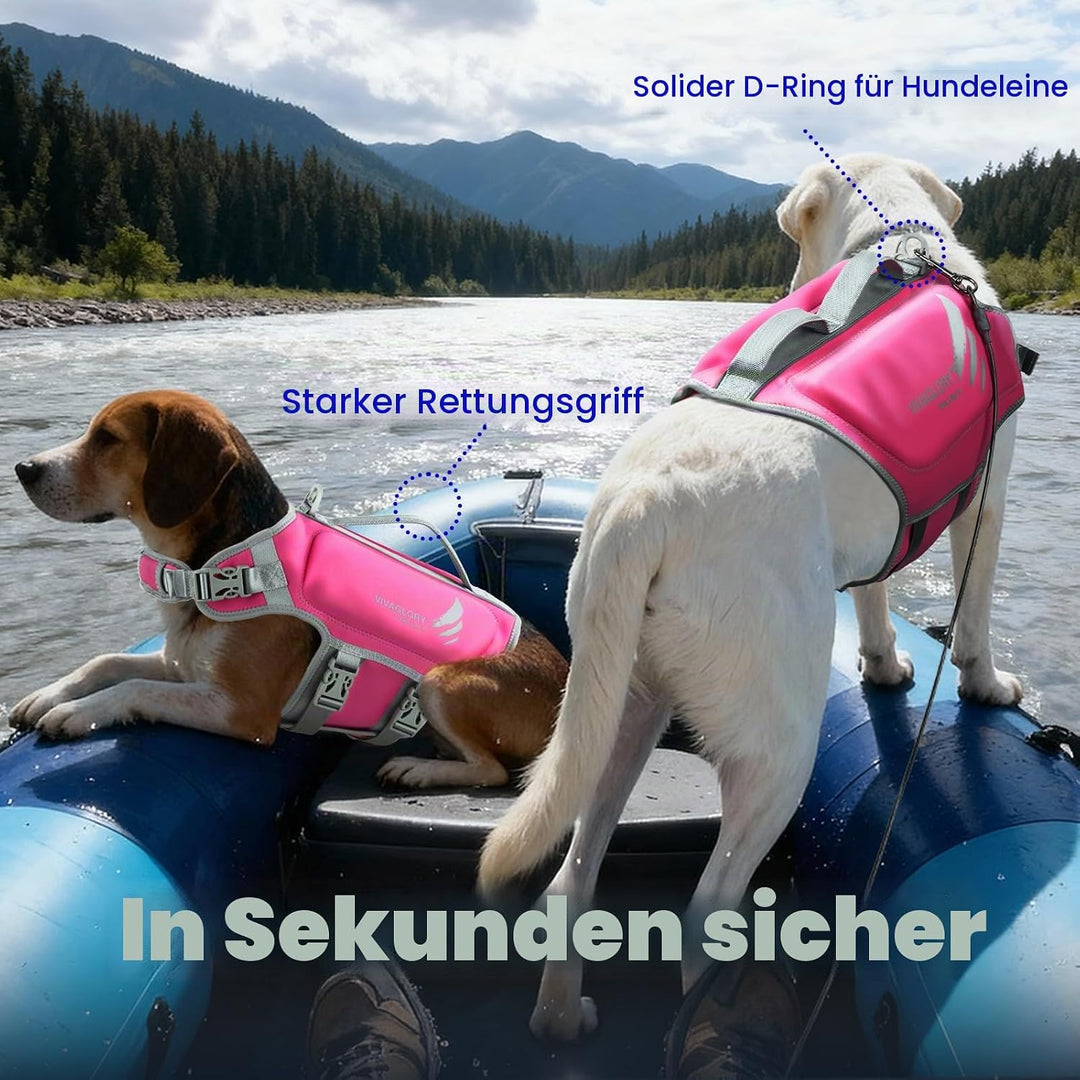 VIVAGLORY High Buoyancy Schwimmweste Hund, Rettungsweste, Hundeschwimmweste für Bootfahren, Schwimmh