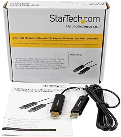 StarTech.com 2 Port USB Tastatur und Maus KM Switch / Umschalter mit Datentransfer für PC und Mac® -