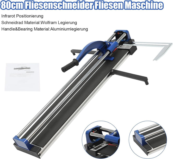 800 mm Fliesenschneider Nassfliesenschneider mit Ausgleichsklemme und Massstabstange, maximale Schni