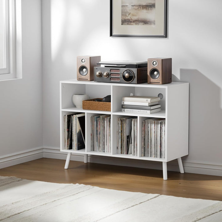 Plattenspieler-Ständer mit Schallplattenaufbewahrung, Vinyl-Plattenregal mit Präsentationsfläche, Sc