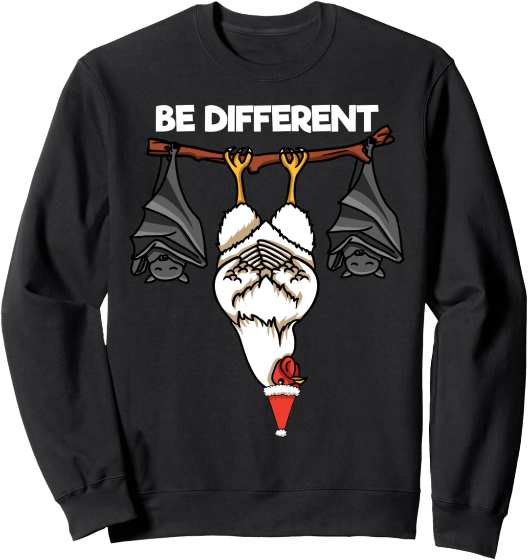 Be Different Huhn lustiges Ugly Christmas Fledermäuse Huhn Sweatshirt