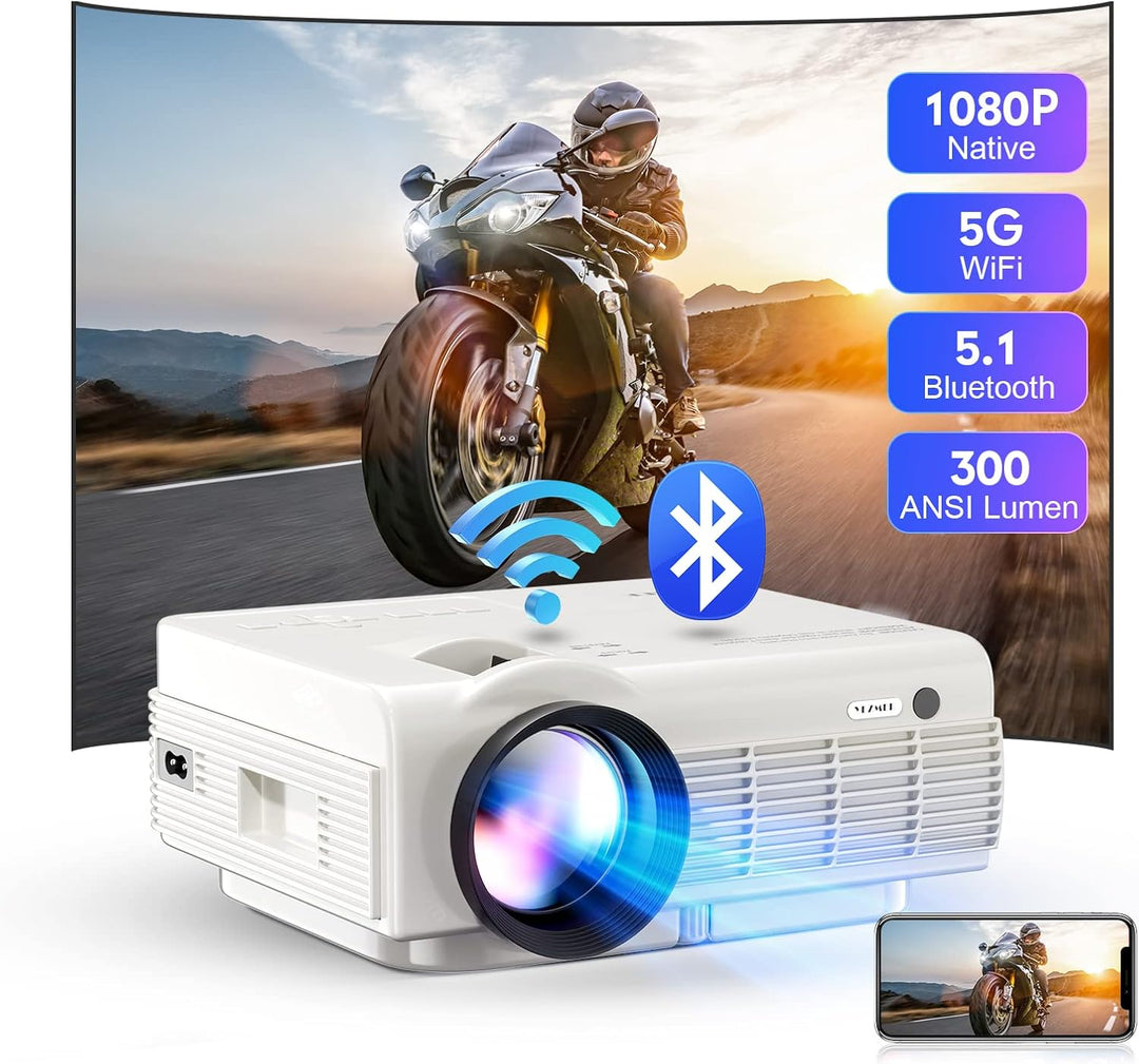 Beamer, YEZMEK Native 1080P 15000 Lumen Full HD 5G WiFi Bluetooth Beamer, Mini LED Beamer 4K Unterst