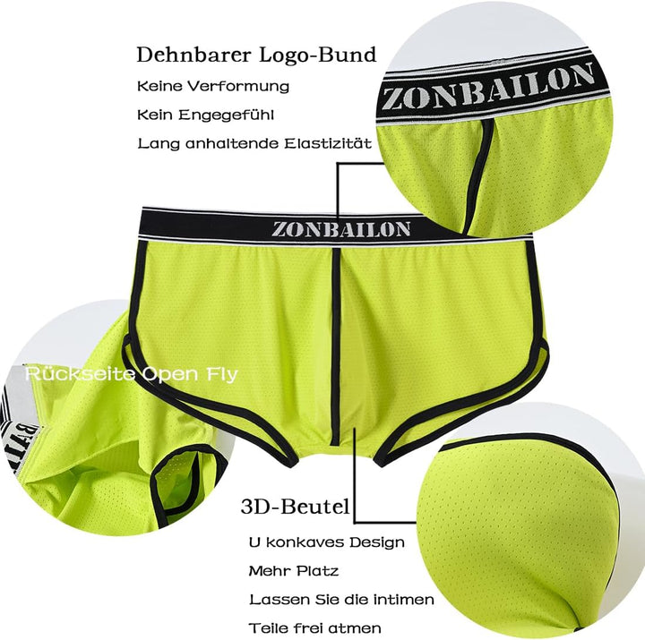 YAHWULAI HerrenBoxershorts Sexy Atmungsaktiv und Hautfreundlich Bequem L Gelbschwarzgrau, L Gelbschw