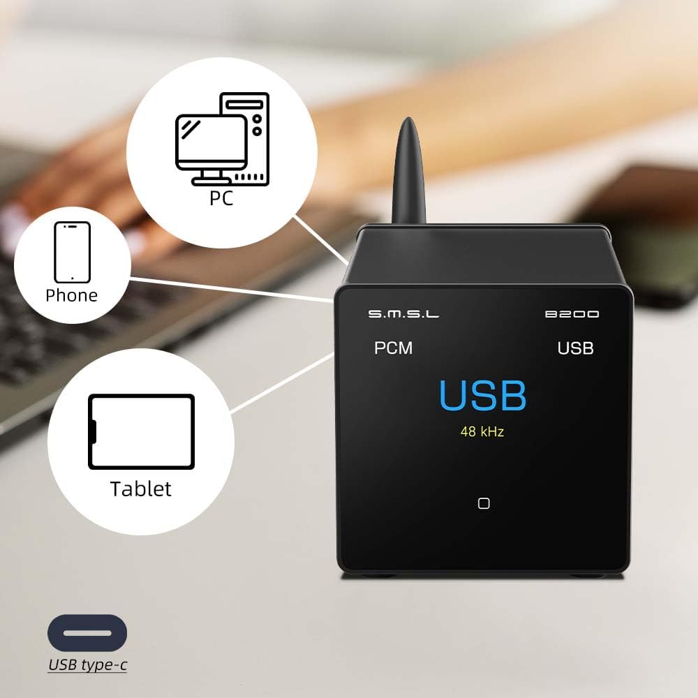 SMSL B200 Decoder Receiver Bluetooth 5.1 Audio Vorverstärker CS43131 Chip RCA Ausgang Koaxial Optisc