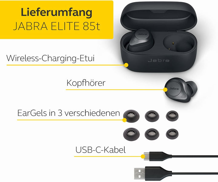 Jabra Elite 85t True Wireless In-Ear Bluetooth Kopfhörer - Earbuds mit Advanced Active Noise Cancell