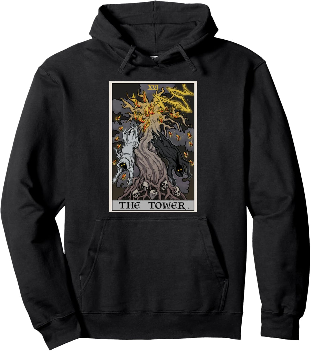 The Tower Tarotkarte Halloween Baum des Lebens Gothic Horror Pullover Hoodie