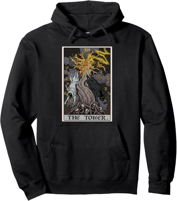 The Tower Tarotkarte Halloween Baum des Lebens Gothic Horror Pullover Hoodie