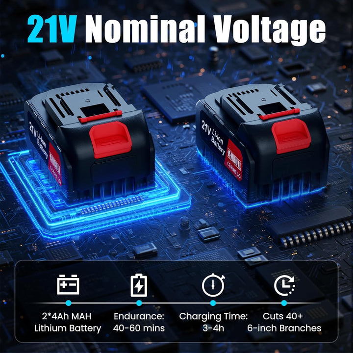 2-in-1 Akku Hochentaster & 6 Zoll Mini Kettensäge mit Teleskopstange bis 4,8 m, 800W bürstenloser Mo