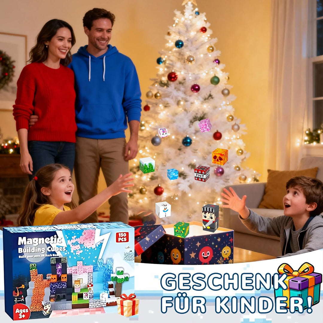 Magnetische Bausteine 150 Teile Lavawald Set - Magnetbausteine für Kinder mit Lava, Gletscher, Wald