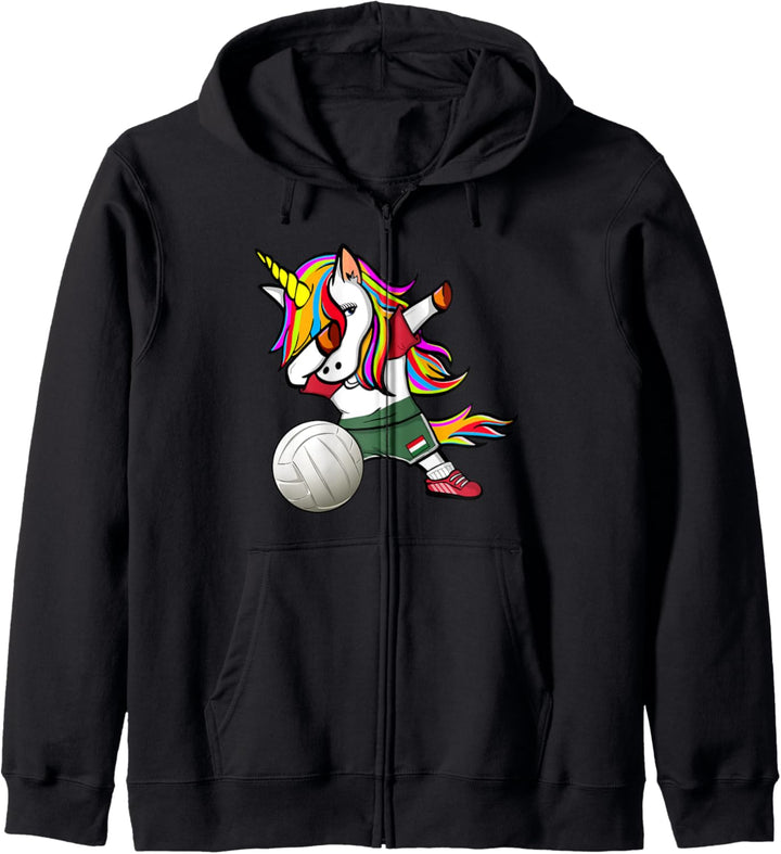 Lustiger Dabbing Einhorn Ungarn Volleyball Ungarische Flagge Kapuzenjacke