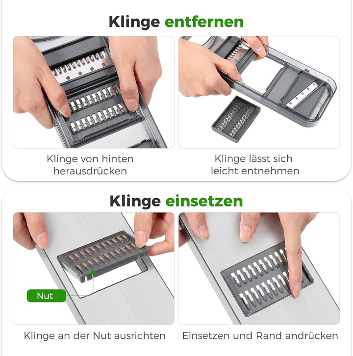 Oderra Gemüsehobel Edelstahl mit 6 Klingen, Mandoline Küchenhobel, Gemüseschneider Manuell für Gurke