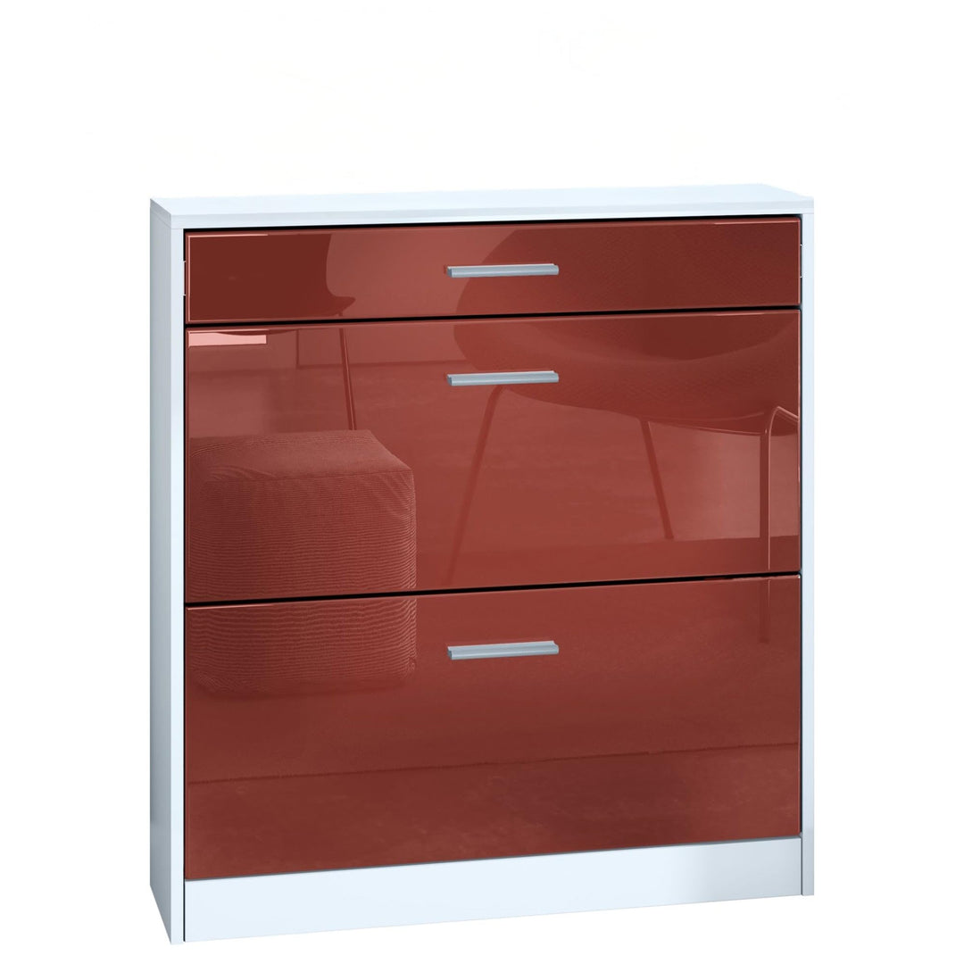 Schuhschrank Roma Schmal mit 2 Klappen und 1 Schublade, Platzsparender Schuhkipper Flurschrank für D