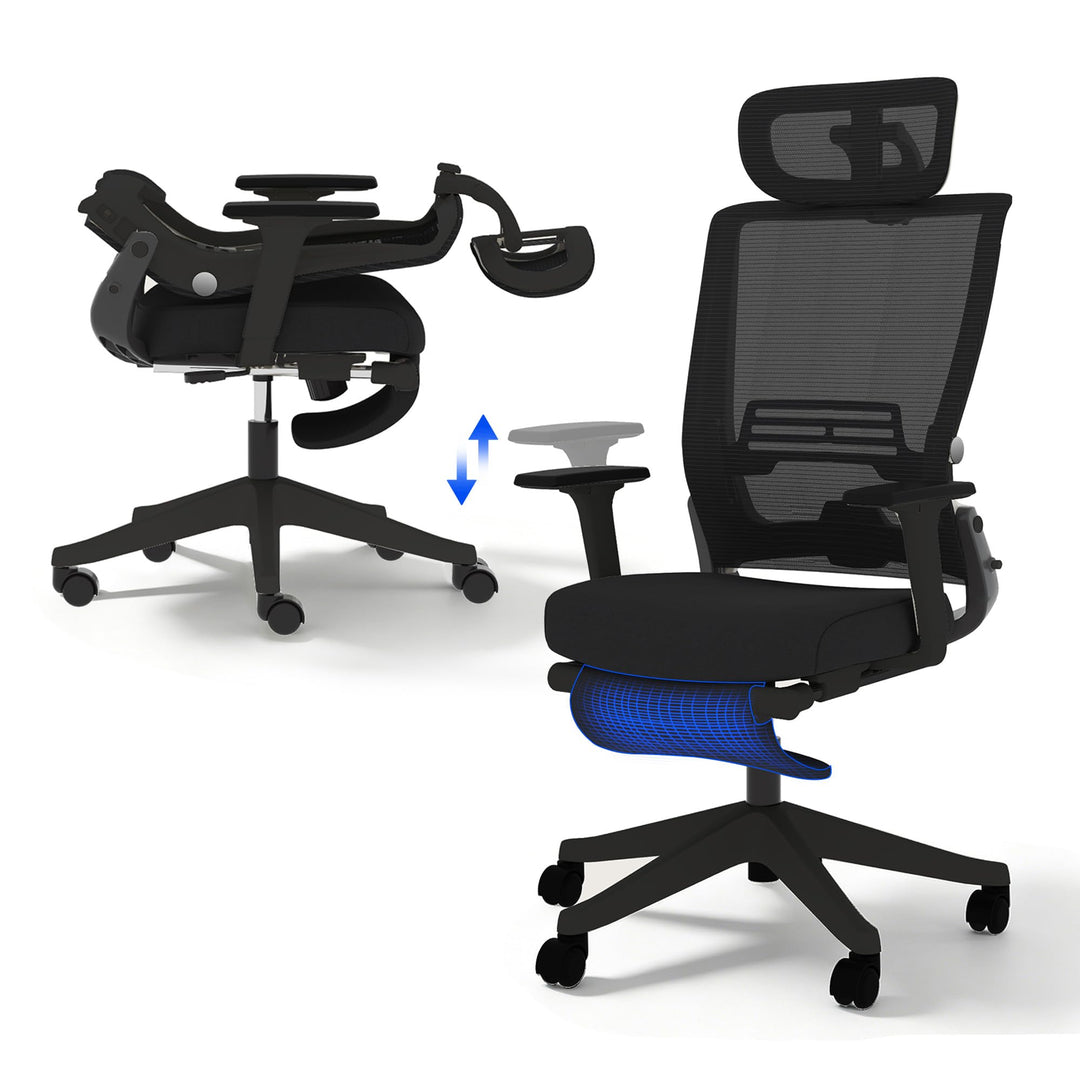 FLEXISPOT Ergonomischer Bürostuhl Foldex, Klappbarer Bürostuhl für Kleine Räume mit Lendenwirbelstüt
