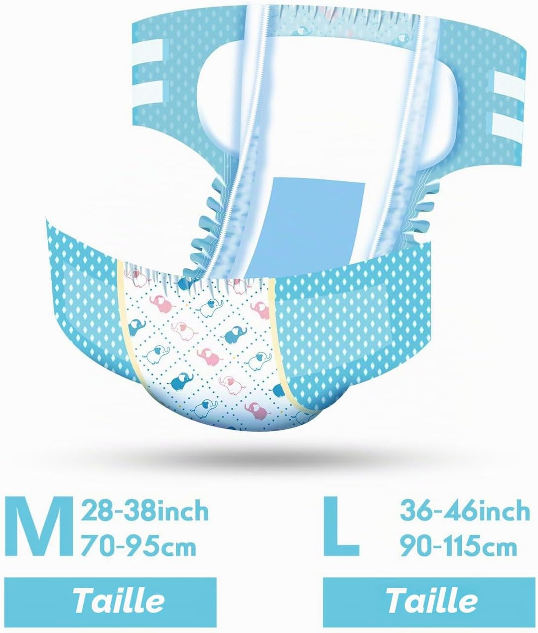 LittleForBig Gedruckten Erwachsenen Slip Windeln 2 Stück-Kleine Elefanten L, L