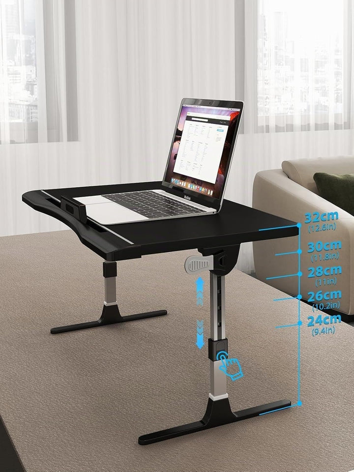 Höhenverstellbarer Laptoptisch – Winkelverstellbarer Lapdesk bis 17 Zoll, Stabiler Betttisch mit Mau