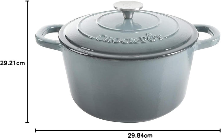 Crock Pot Artisan Schmortopf, emailliertes Gusseisen, rund, 5 Quart, Schiefergrau Dutch Oven – rund