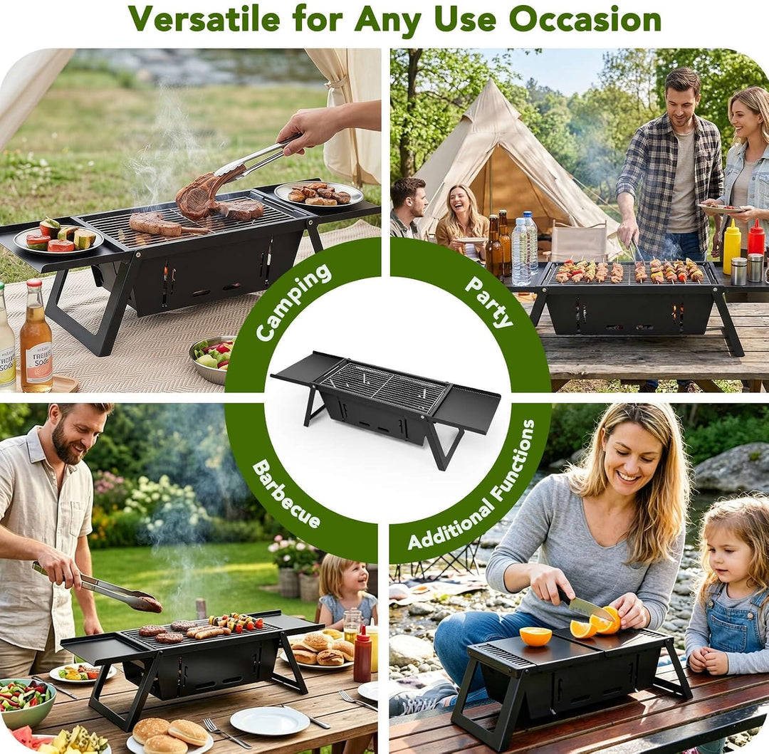 E EASTSTORM Camping Klappgrill Edelstahl– Tragbarer Kleiner Holzkohlegrill mit 4-stufiger Hitze, kla