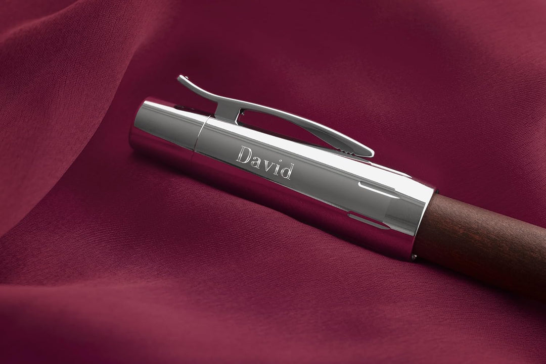 Faber-Castell 148215 - Tintenroller e-motion Holz/Chrom, Metallspitze 0,7 mm, inklusive Geschenkverp