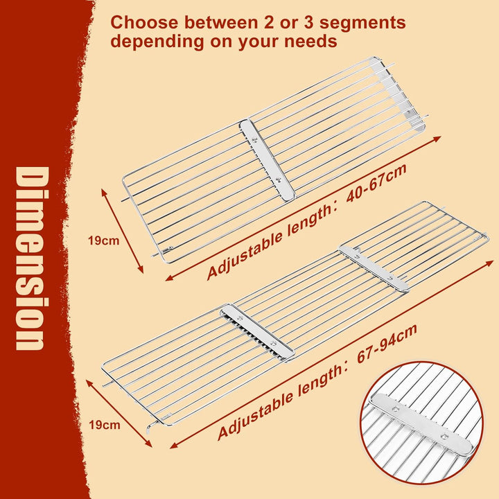 Denmay 40-94cm Universal Edelstahl Warmhalterost für Gas-/Holzpellet-/Grill-/Smoker-Grill, Verstellb