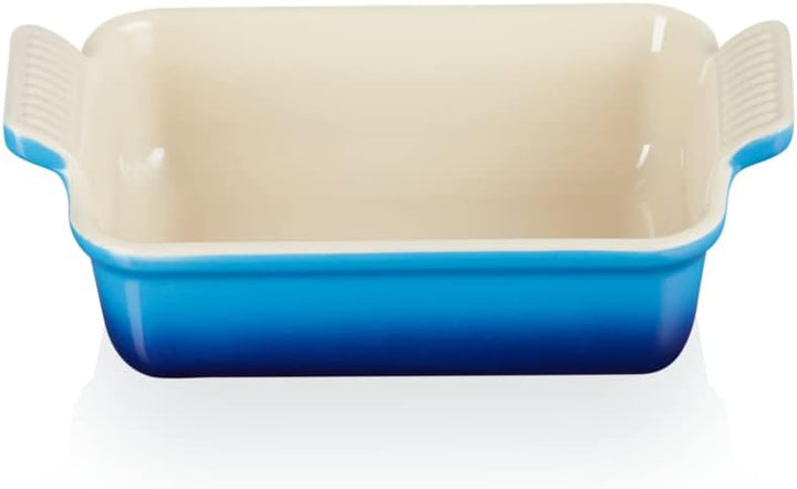 Le Creuset Rechteckige Auflaufform Tradition aus Steinzeug, 19 cm, 1.1 Liter, Azure, 71102192200001