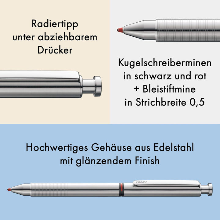 Lamy st tri pen Multifunktionsschreibgerät 745 Mehrsystemschreiber aus Edelstahl Mit Kugelschreiber-
