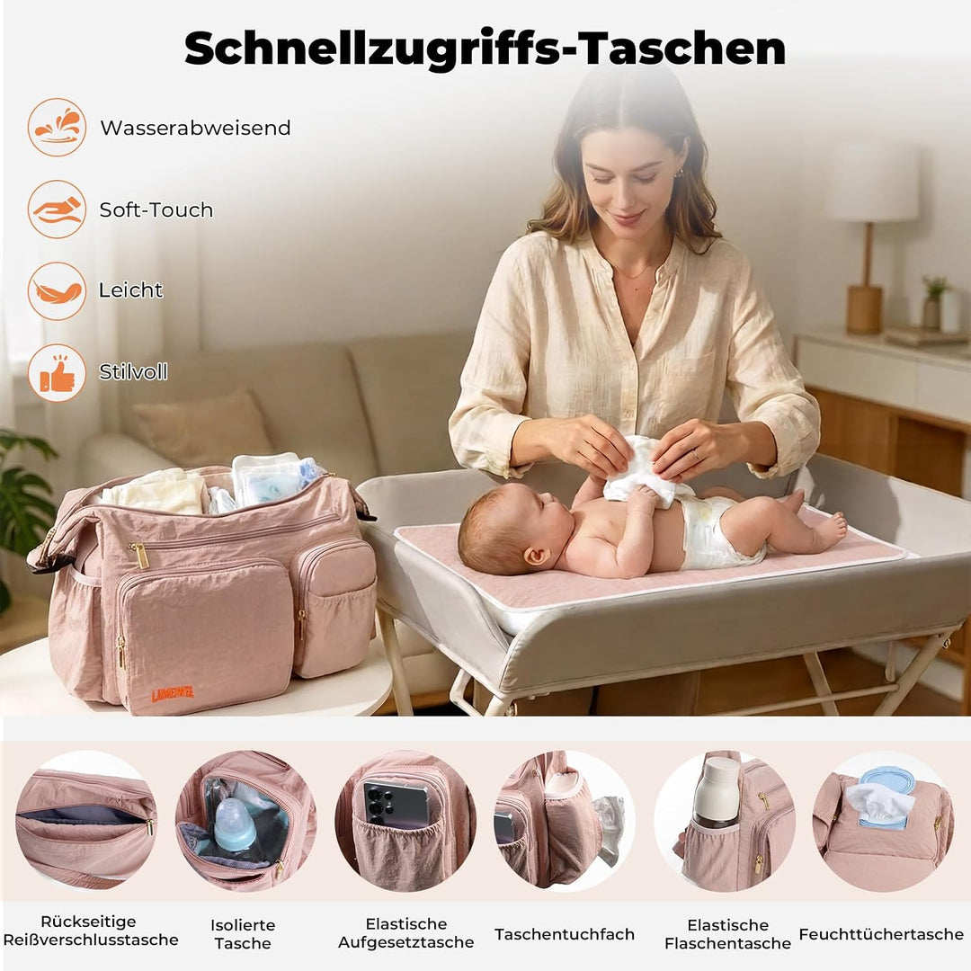 Puffy Wickeltasche 2-in-1 Kinderwagen Organizer &amp; Umhängetasche, 13L leichte Reisetasche Baby Damen,