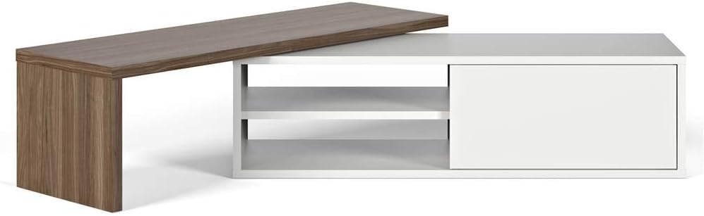 TEMAHOME, Move TV Tisch, 110x35x31 cm, Nussbaum Furnier/weiss Walnut und Weiss, Walnut und Weiss